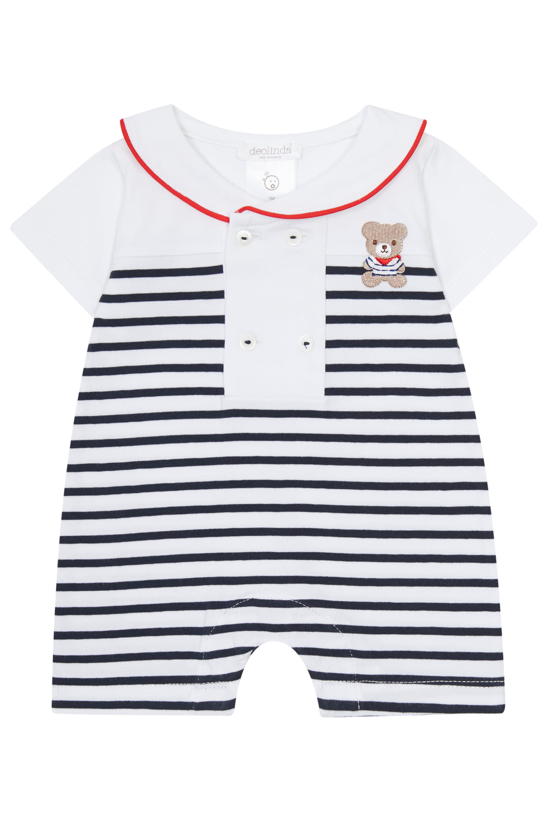 Deolinda "Fabian" Navy Striped Teddy Romper | Millie and John