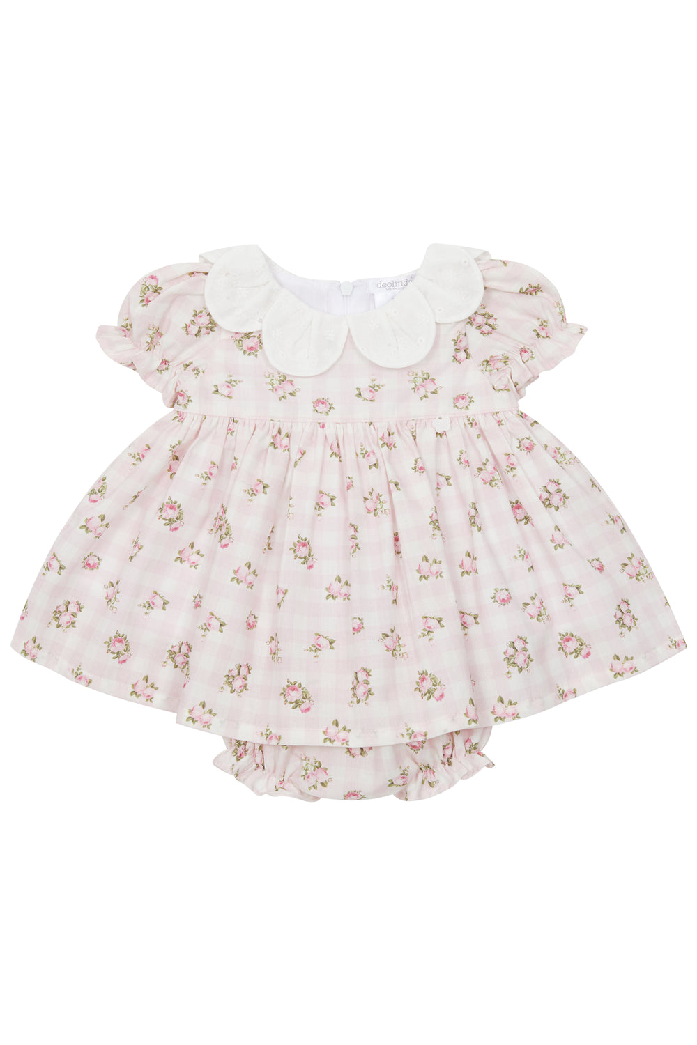 Deolinda "Camila" Pink Gingham Floral Dress | Millie and John