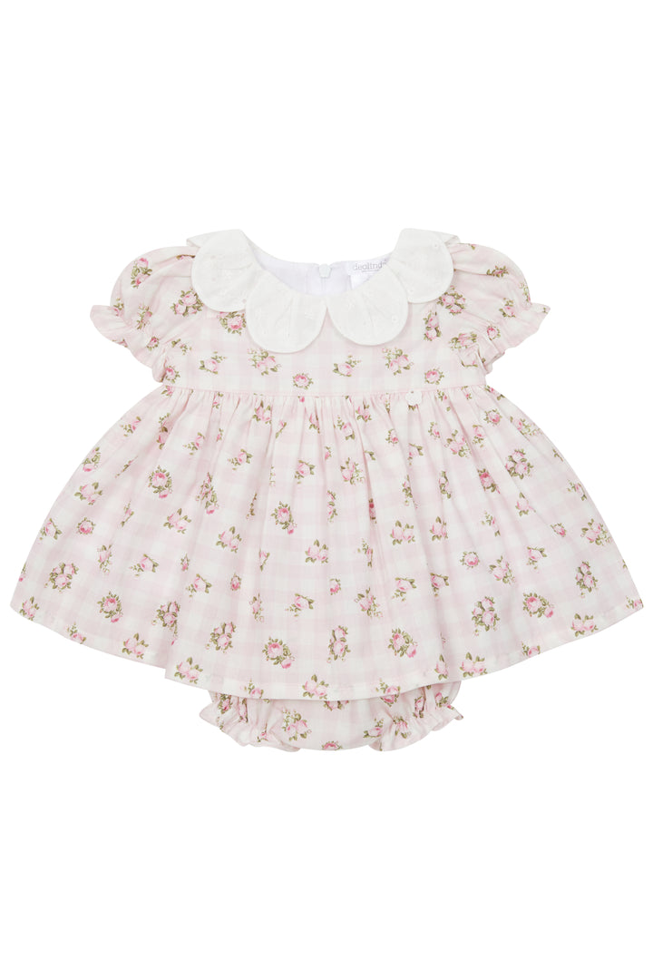 Deolinda "Camila" Pink Gingham Floral Dress | Millie and John