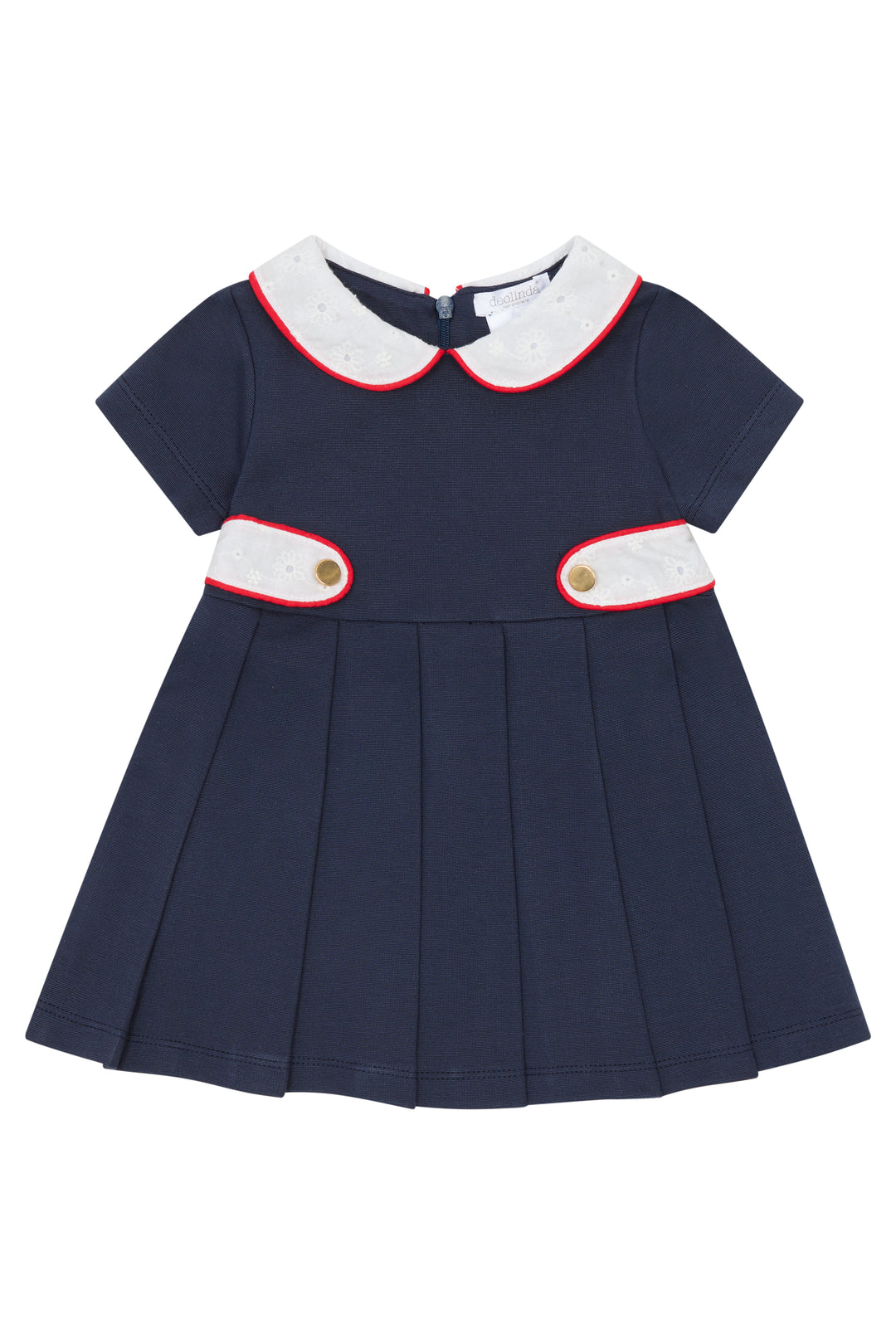 Deolinda "Hattie" Navy & Red Broderie Anglaise Dress | Millie and John