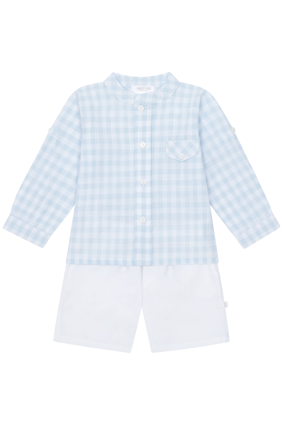 Deolinda "Gabe" Baby Blue Gingham Shirt & Shorts | Millie and John