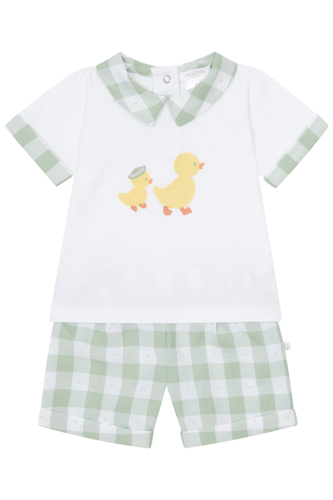 Deolinda "Ethan" Sage Green Gingham Shirt & Shorts | Millie and John
