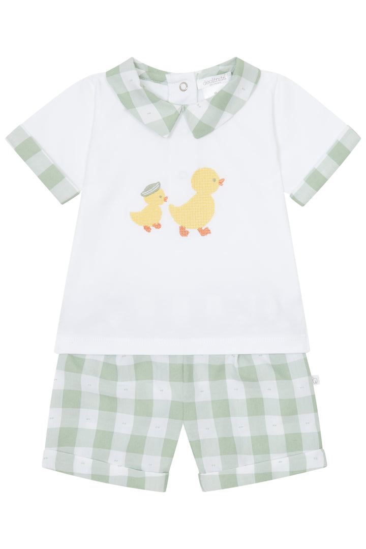 Deolinda "Ethan" Sage Green Gingham Shirt & Shorts | Millie and John