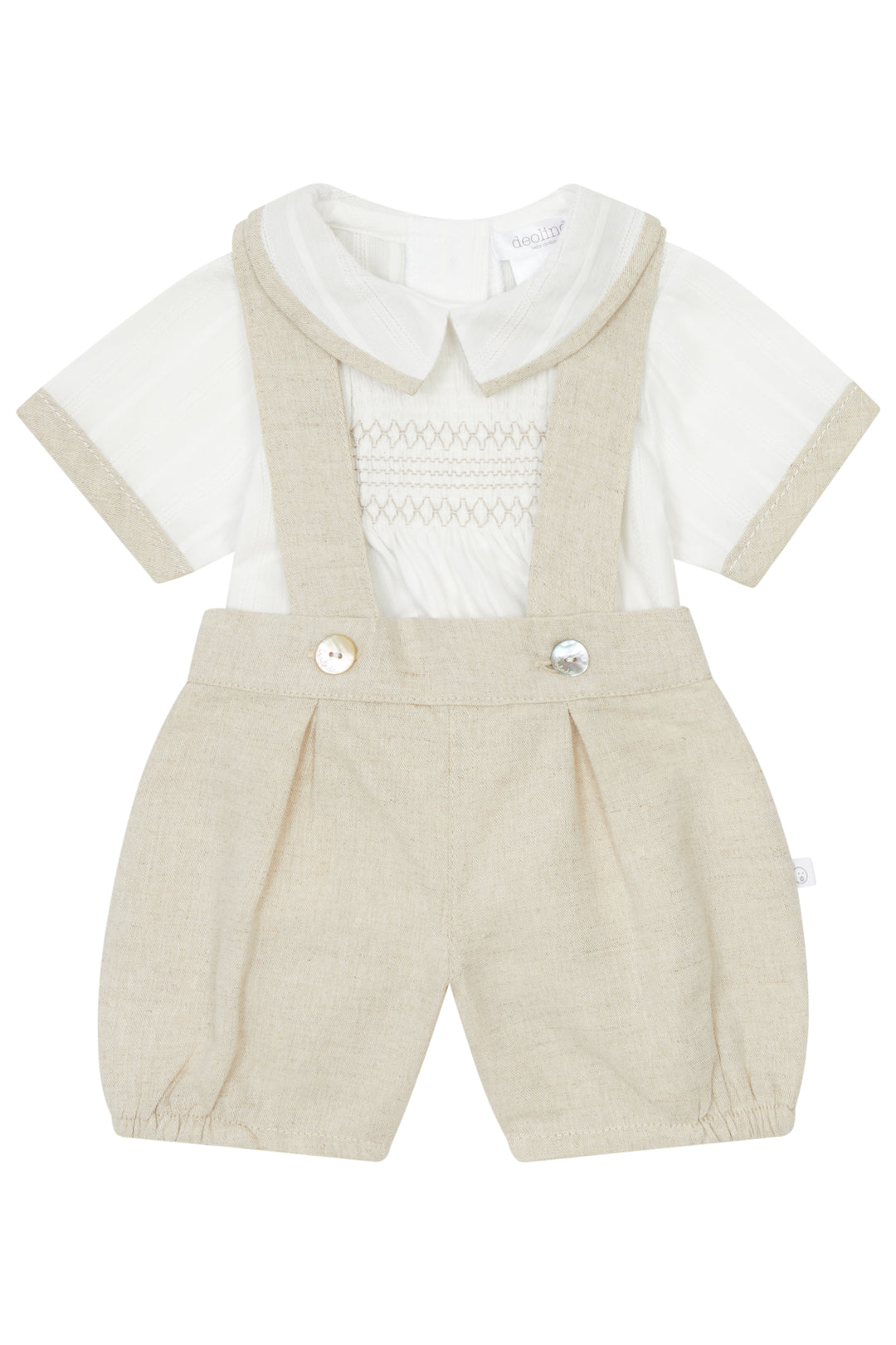 Deolinda "Mateo" Beige Smocked Shirt & Shorts | Millie and John