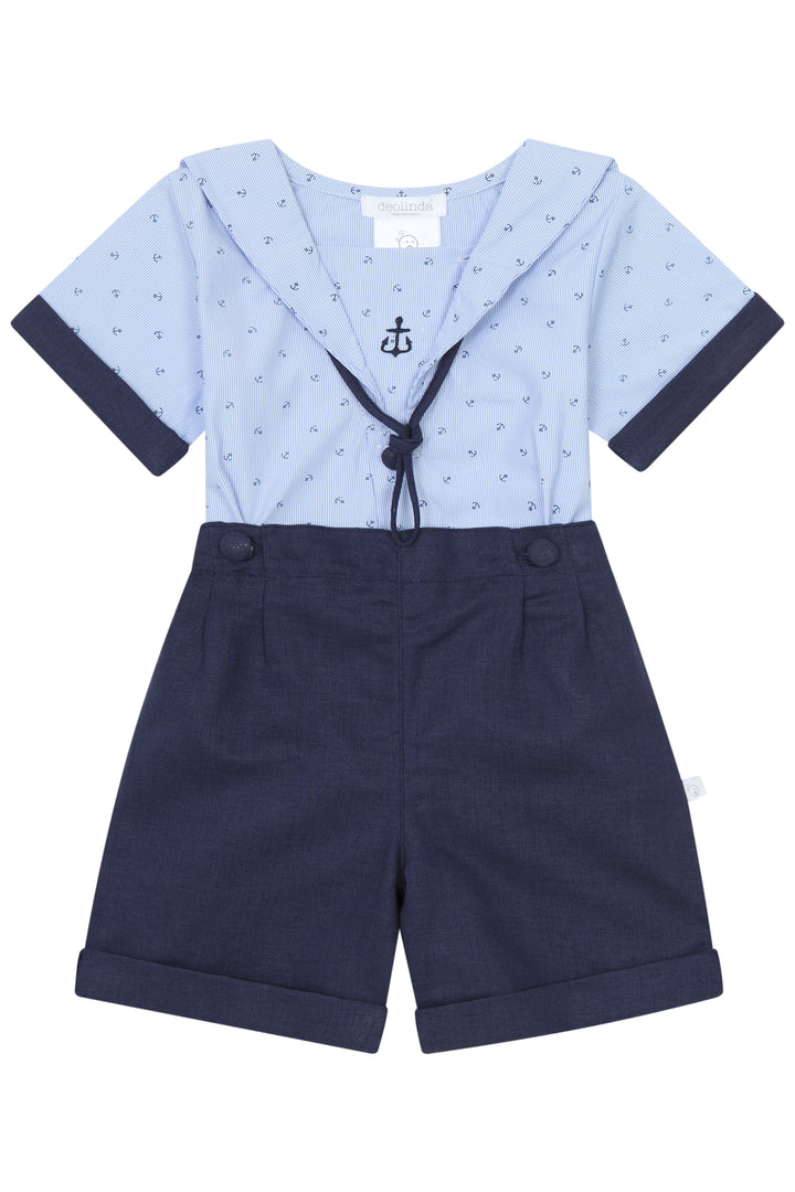 Deolinda "Hayes" Navy Anchor Sailor Shirt & Shorts | Millie and John