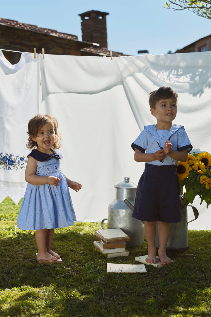 Deolinda "Hayes" Navy Anchor Sailor Shirt & Shorts | Millie and John
