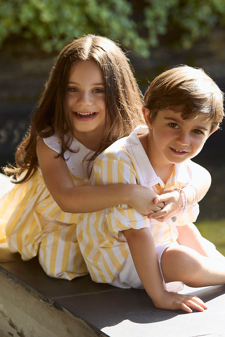 Deolinda "Pippa" Pale Yellow Striped Dress | Millie and John