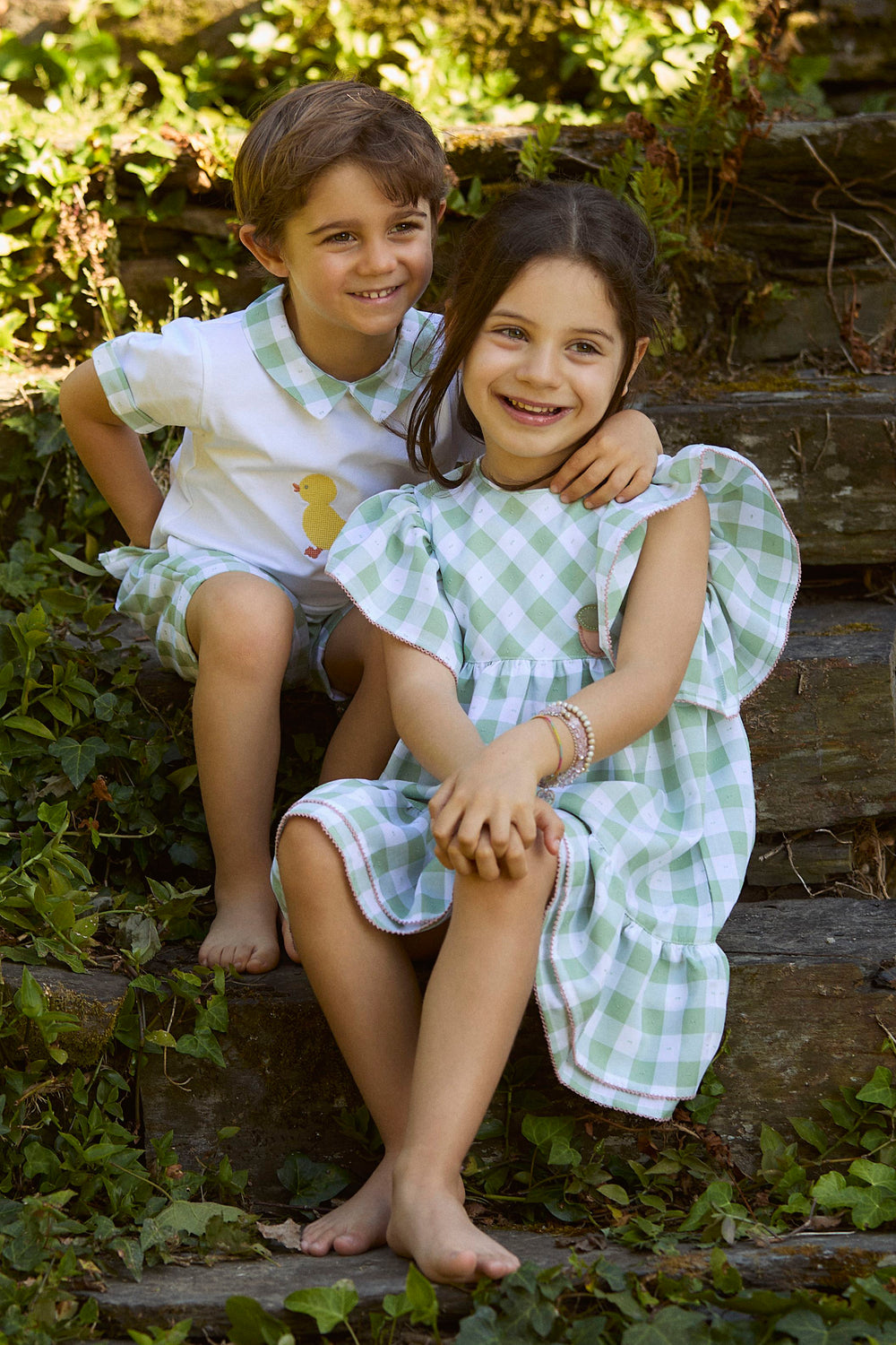 Deolinda "Rosie" Sage Green Gingham Dress | Millie and John