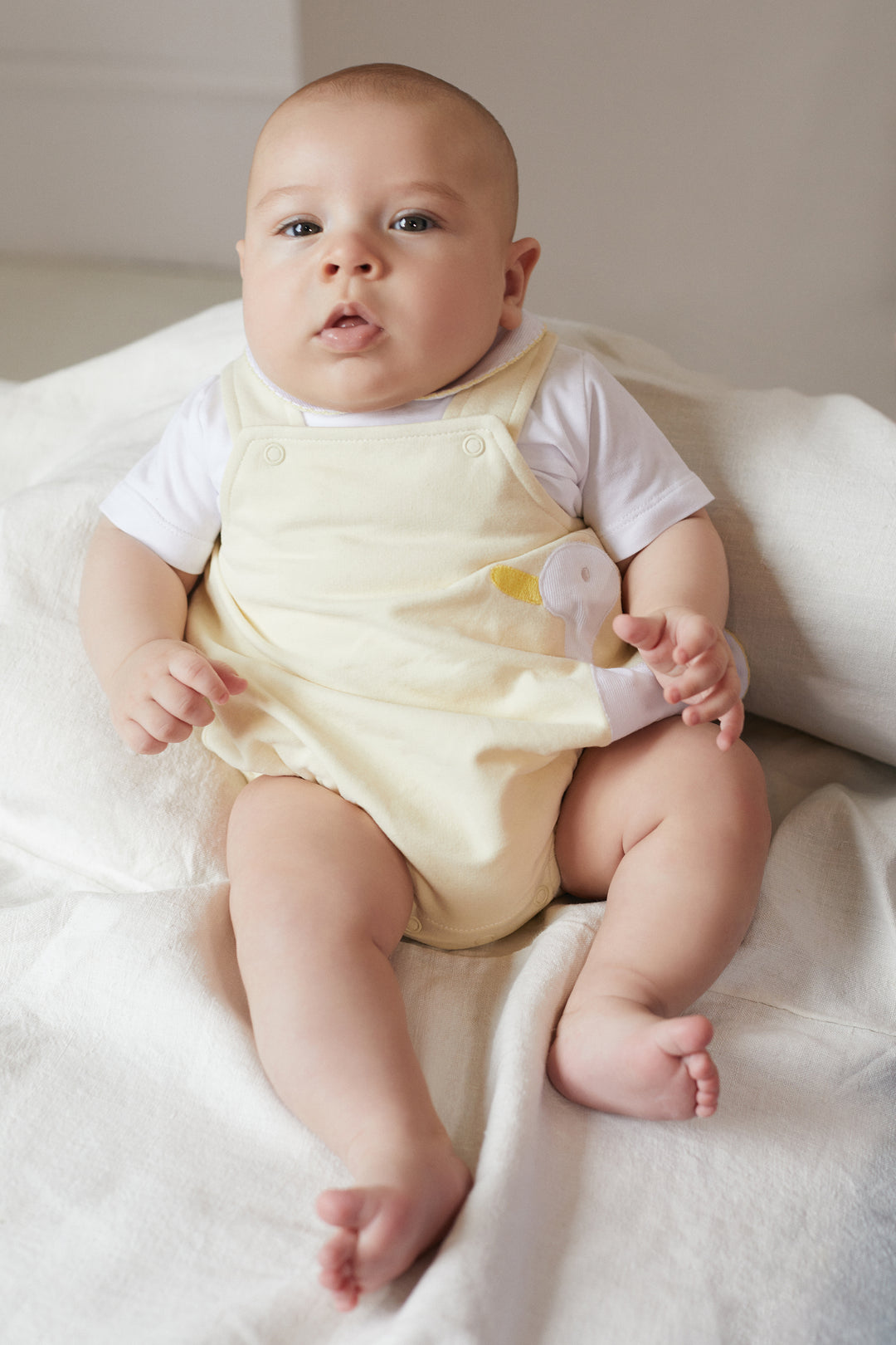 Deolinda "River" Lemon Duck Dungaree Romper Set | Millie and John