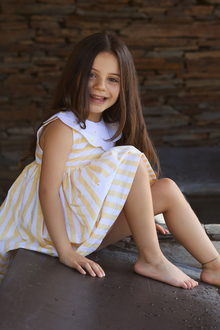 Deolinda "Pippa" Pale Yellow Striped Dress | Millie and John