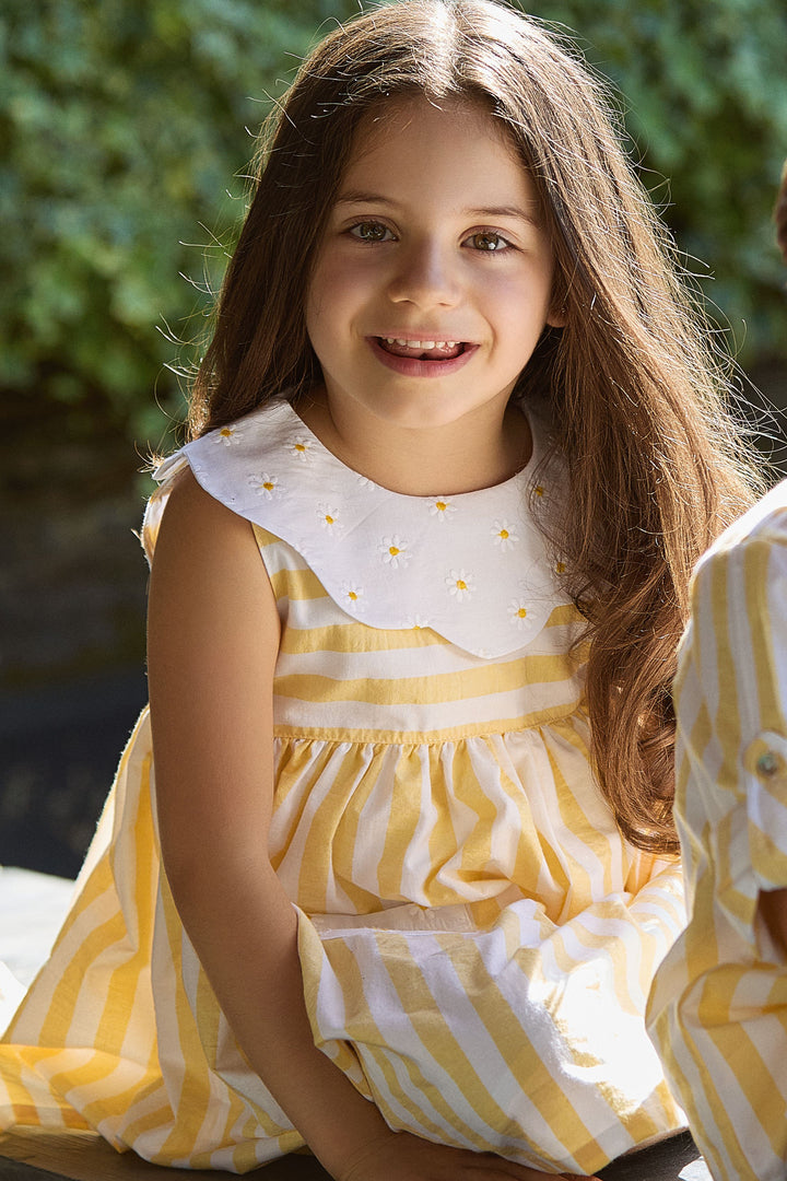 Deolinda "Pippa" Pale Yellow Striped Dress | Millie and John