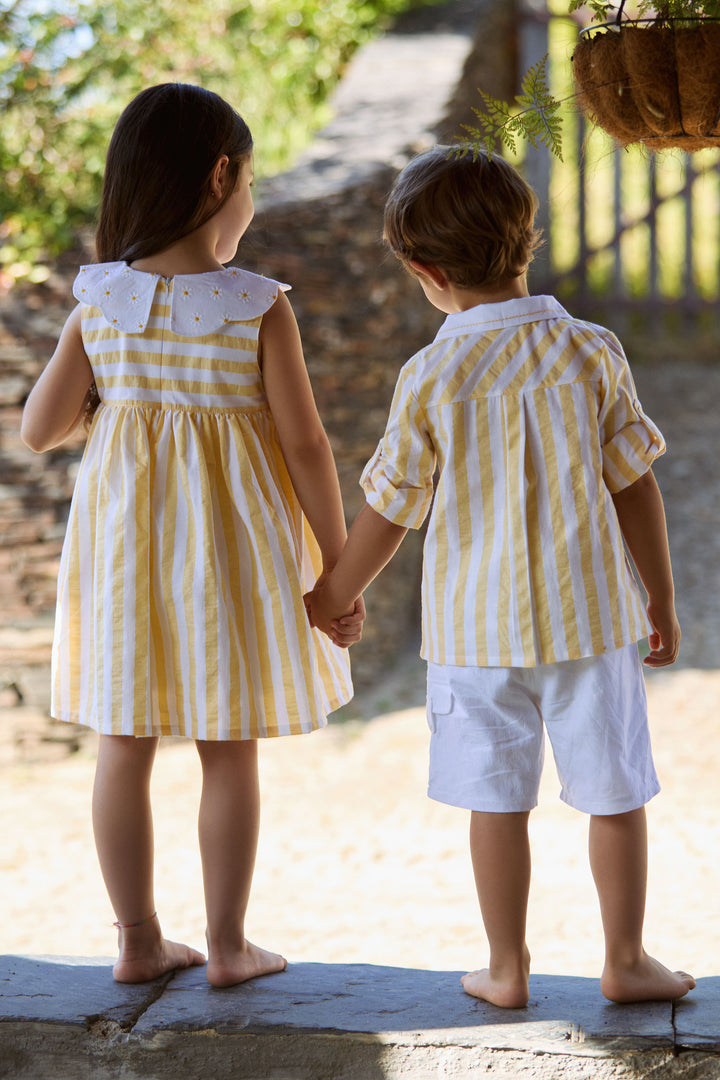 Deolinda "Pippa" Pale Yellow Striped Dress | Millie and John