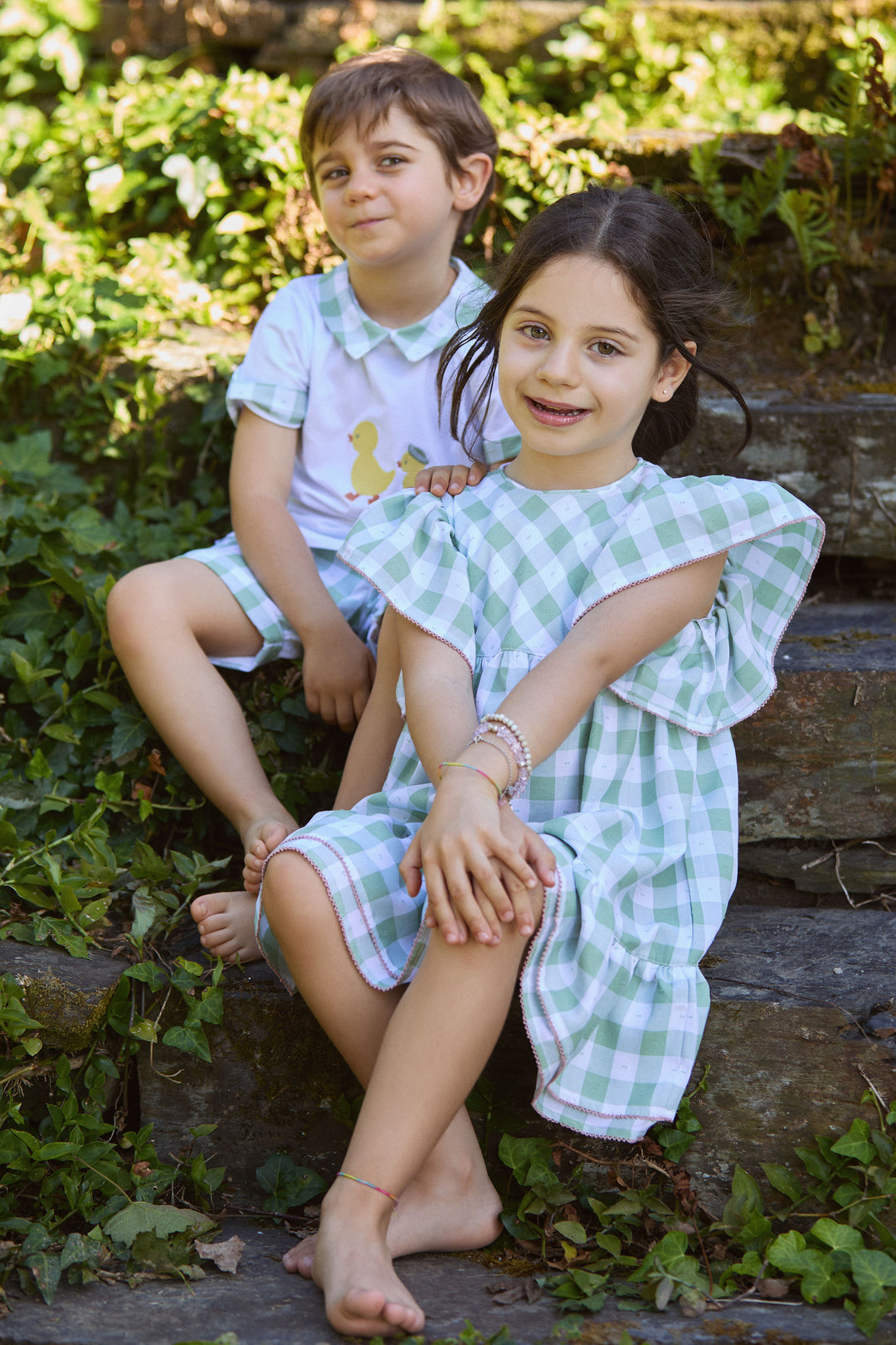 Deolinda "Rosie" Sage Green Gingham Dress | Millie and John