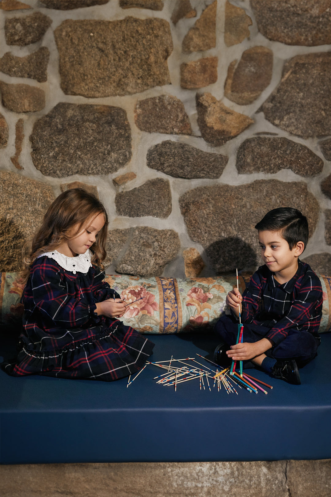 Deolinda "Yvette" Navy Tartan Dress | Millie and John