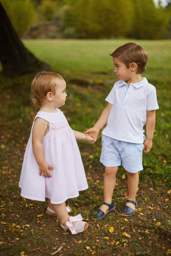 Deolinda "Cordelia" Pink Smocked Rose Bud Dress | Millie and John