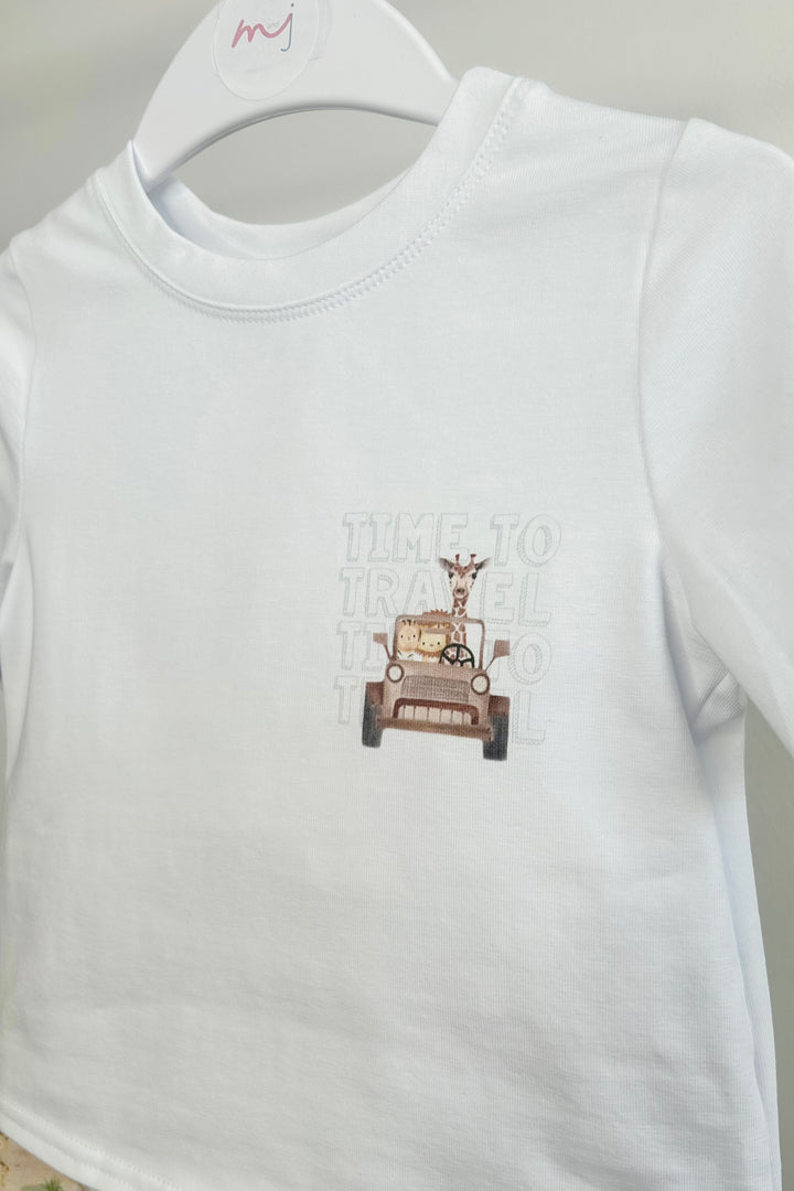 Jamiks "Diego" White & Beige Safari T-Shirt & Shorts | Millie and John