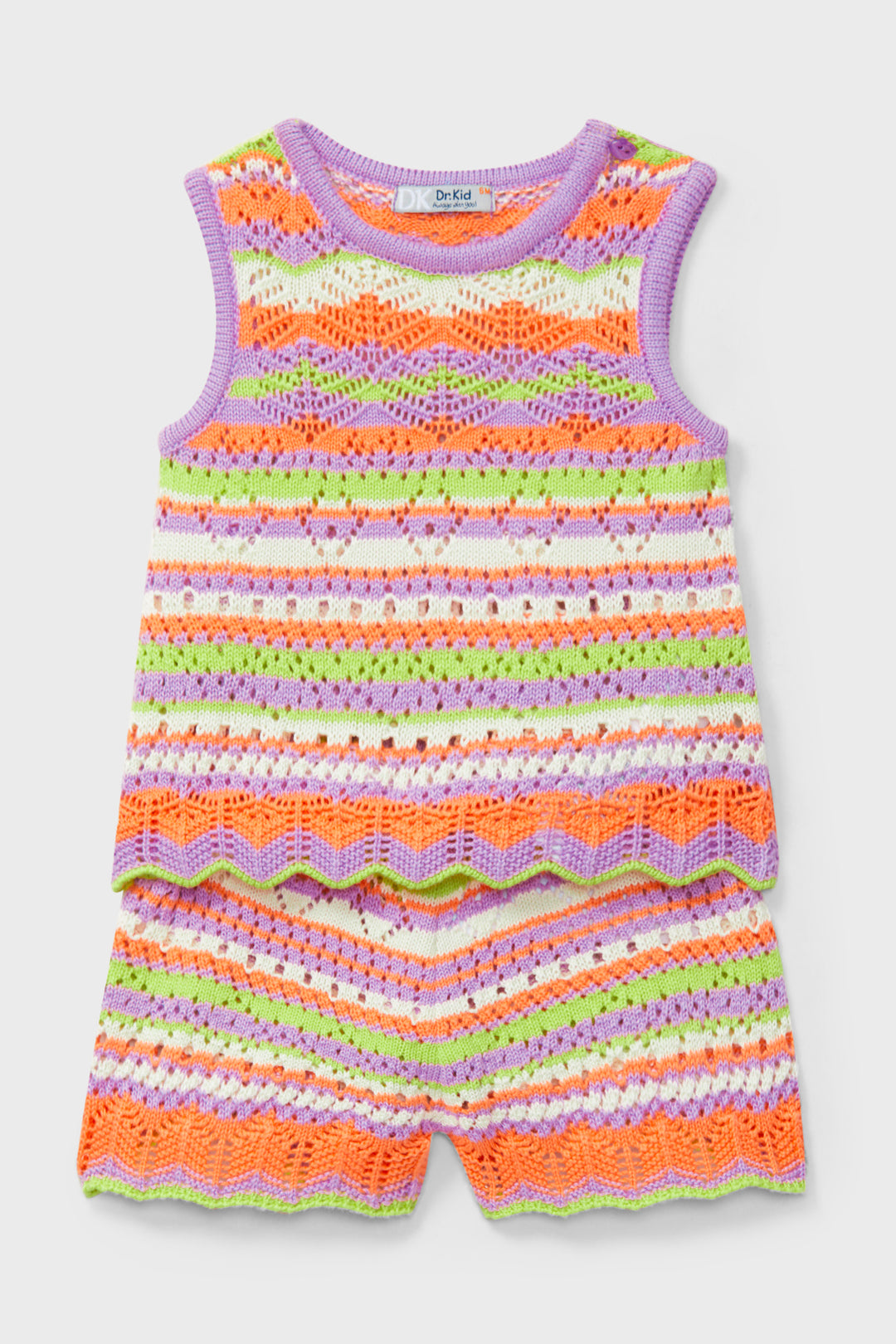 Dr Kid Purple, Lime & Orange Striped Knit Top & Shorts | Millie and John
