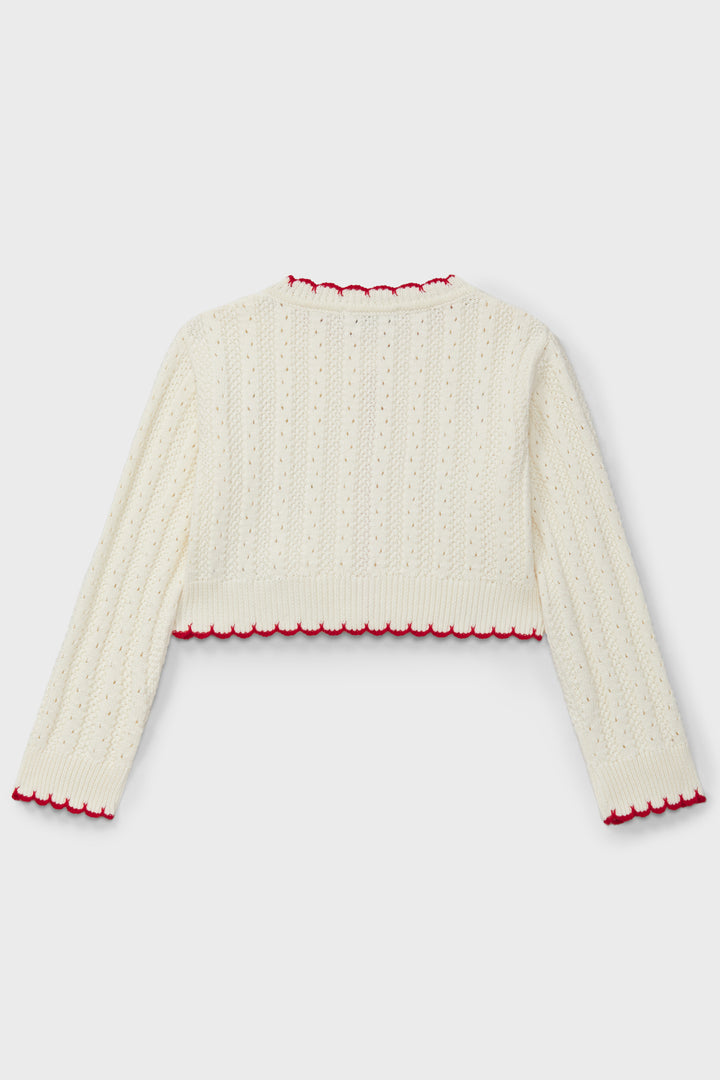 Dr Kid Cream & Red Knit Cherry Cardigan | Millie and John