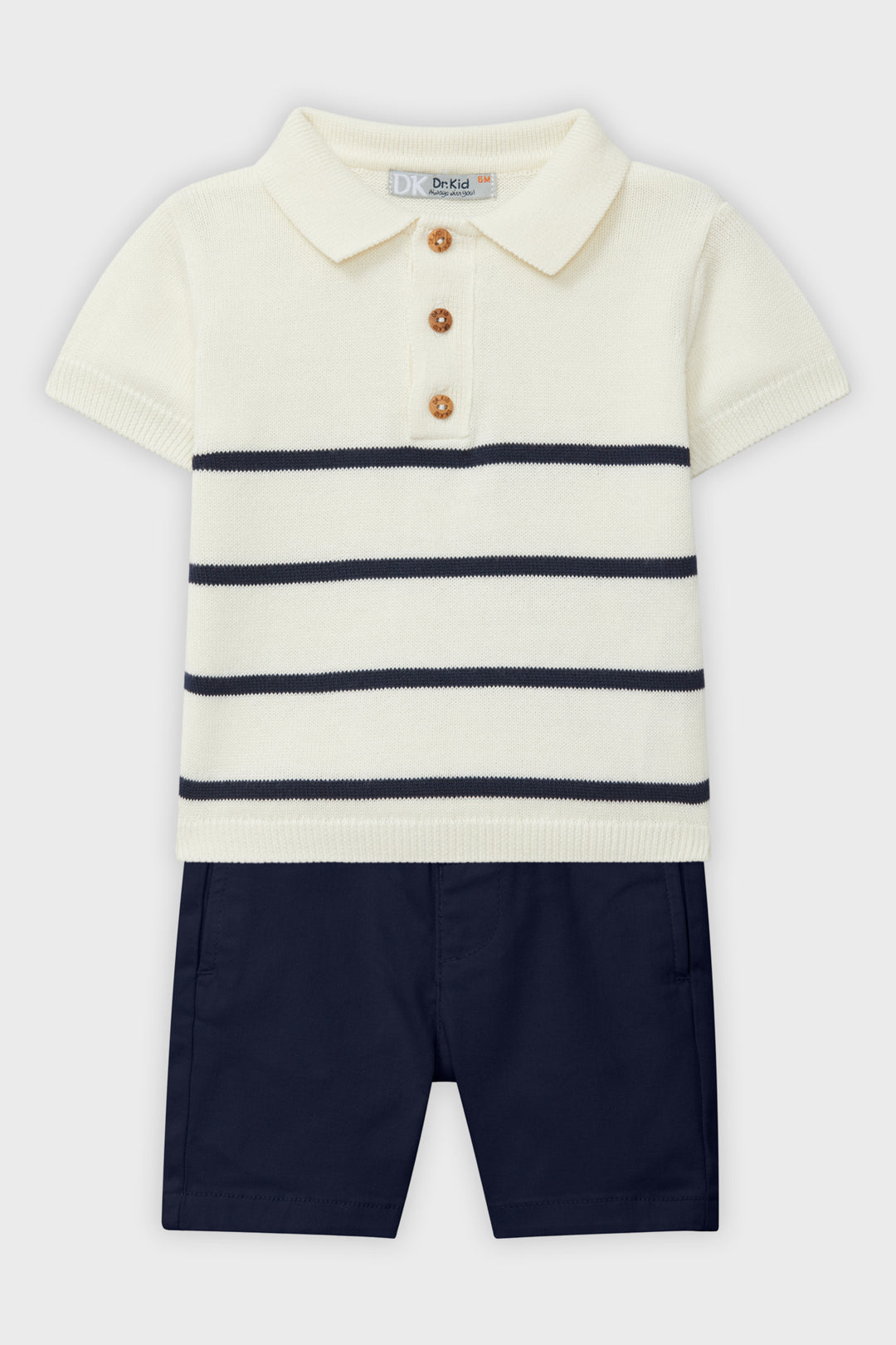 Dr Kid Navy Striped Knit Polo Shirt & Shorts | Millie and John