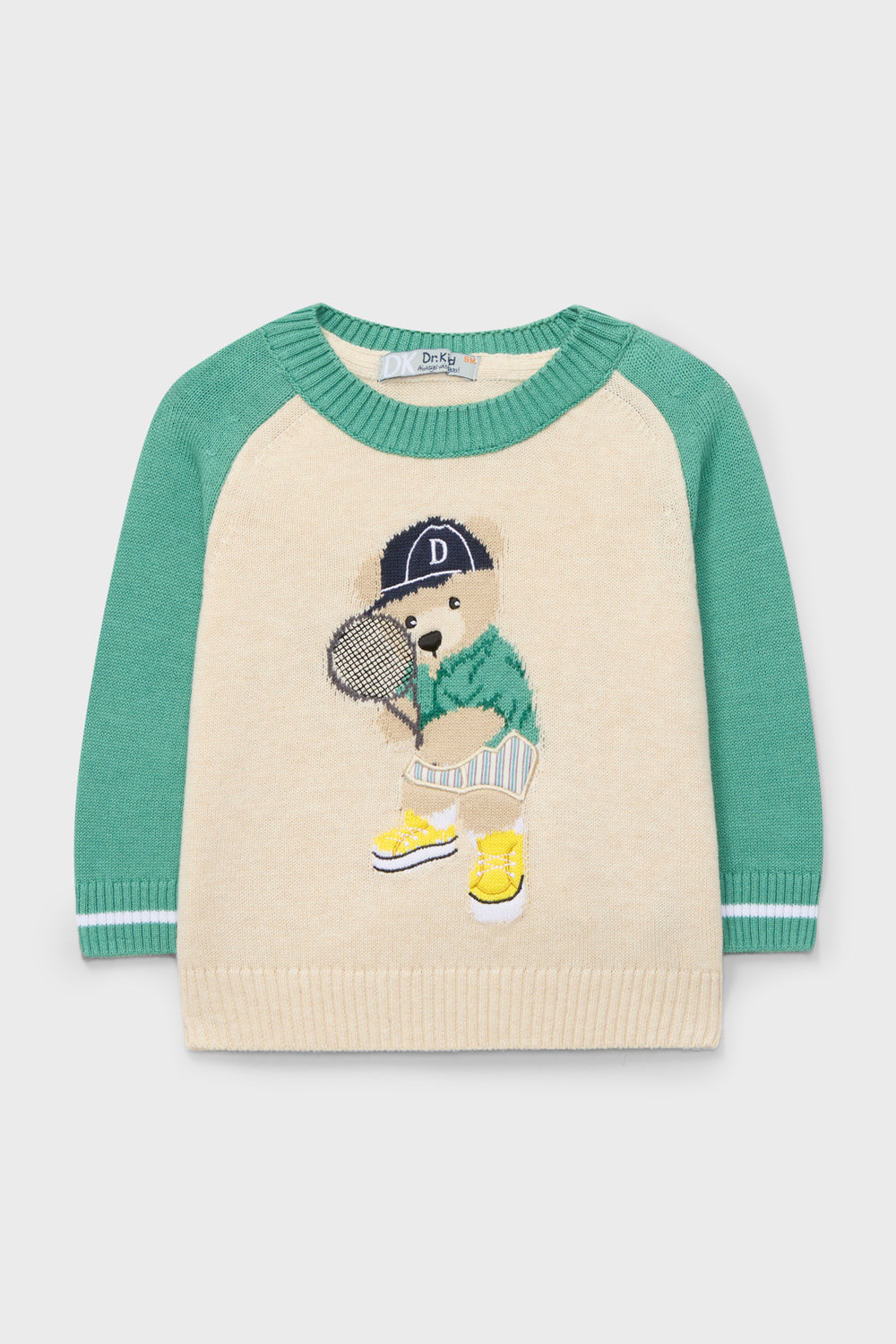 Dr Kid Green Tennis Bear Knit Jumper | Millie and John