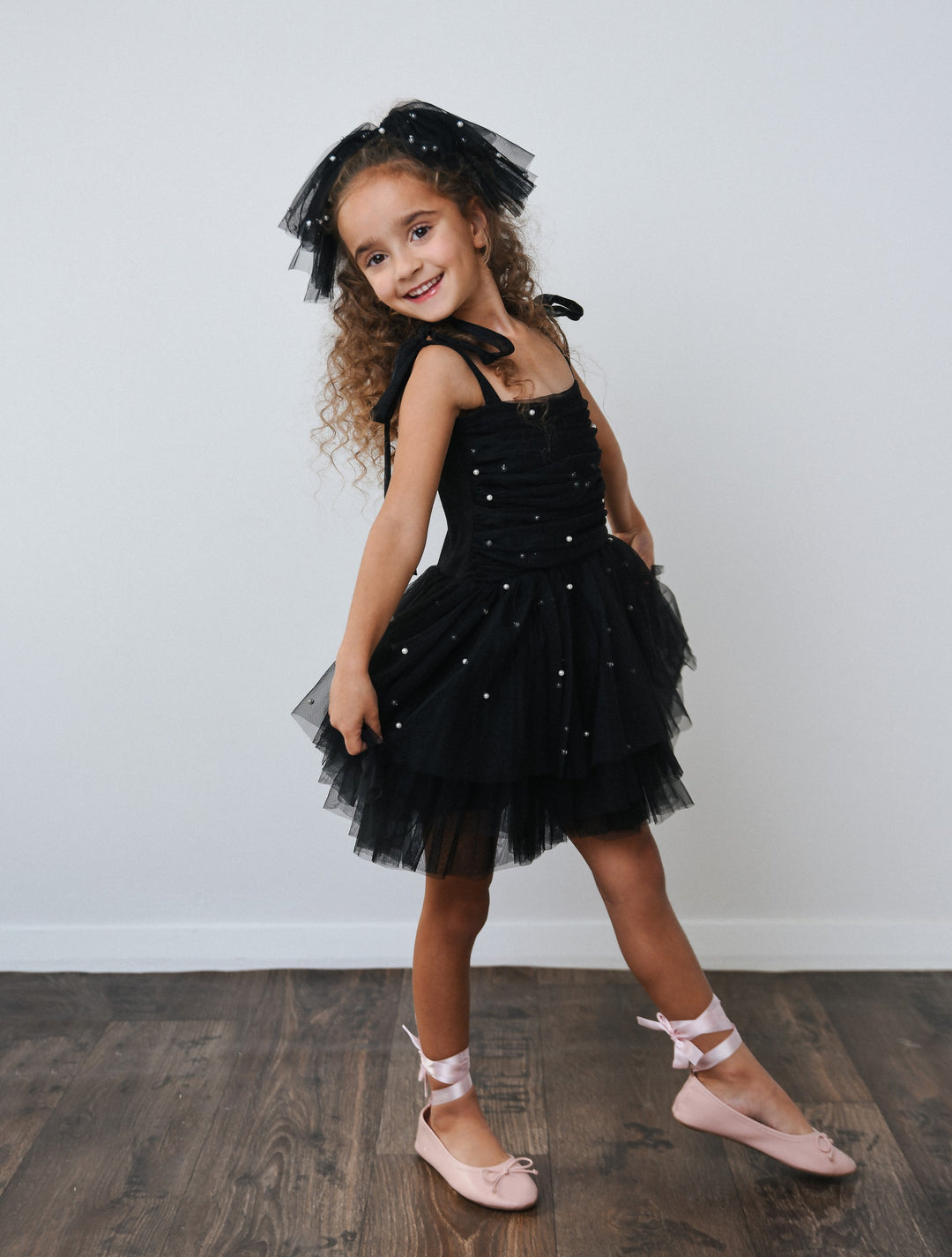 DOLLY by Le Petit Tom Black Pearl Tulle Ballerina Dress | Millie and John