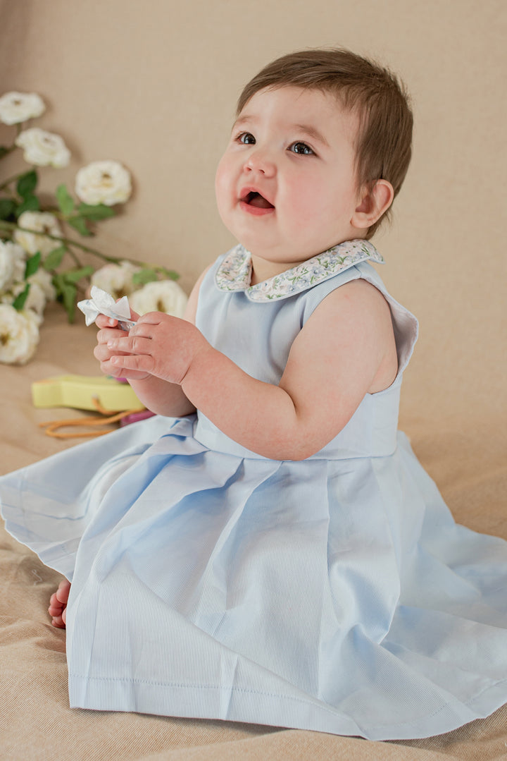 Coccodè "Rosaline" Powder Blue Floral Pleated Dress | Millie and John
