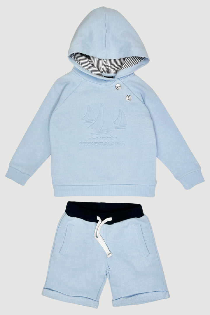 Week-end à la Mer "Jace" Sky Blue Hoodie & Shorts | Millie and John