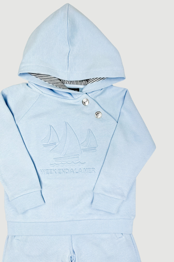 Week-end à la Mer "Jace" Sky Blue Hoodie & Shorts | Millie and John