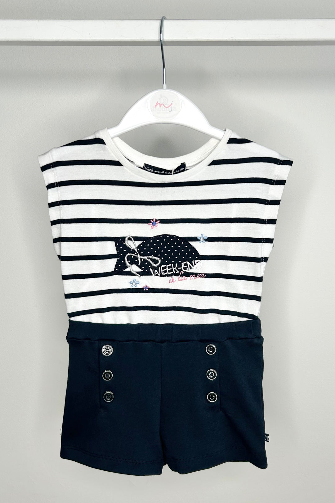 Week-end à la Mer "Naomi" Navy Striped Top & Shorts | Millie and John