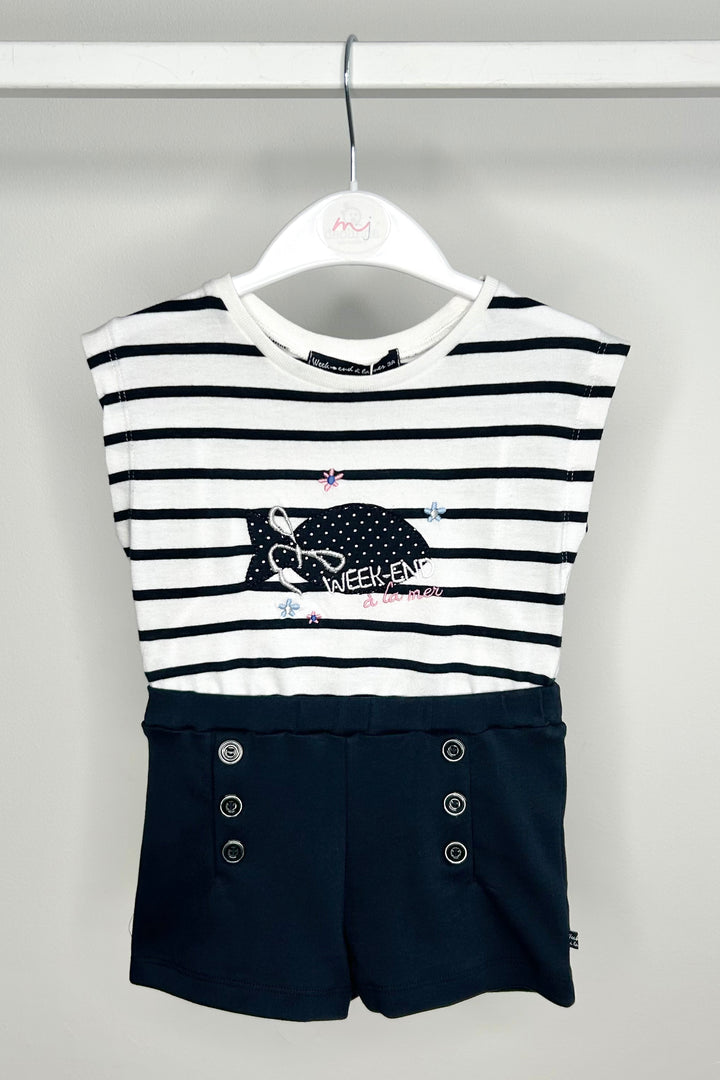 Week-end à la Mer "Naomi" Navy Striped Top & Shorts | Millie and John