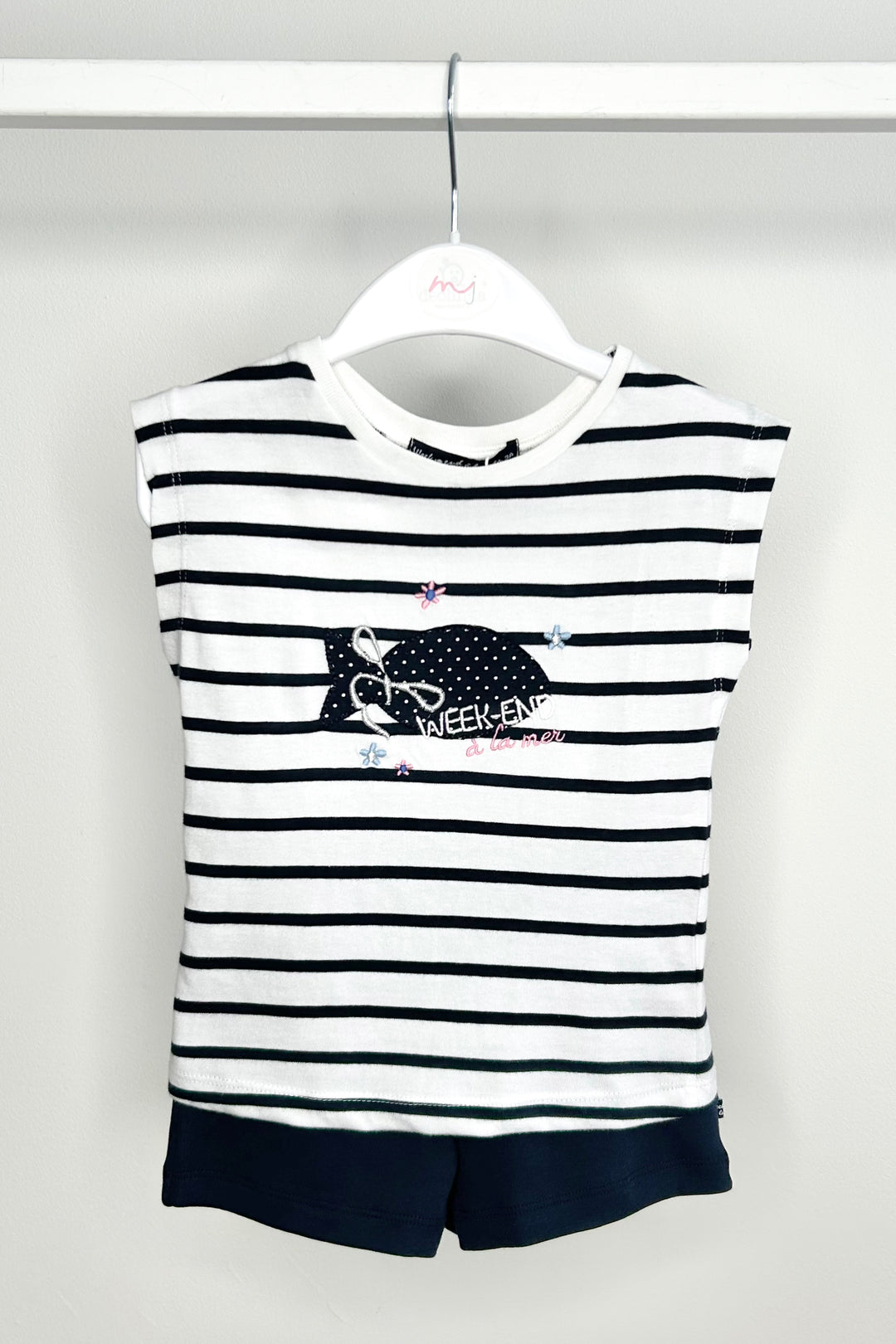 Week-end à la Mer "Naomi" Navy Striped Top & Shorts | Millie and John