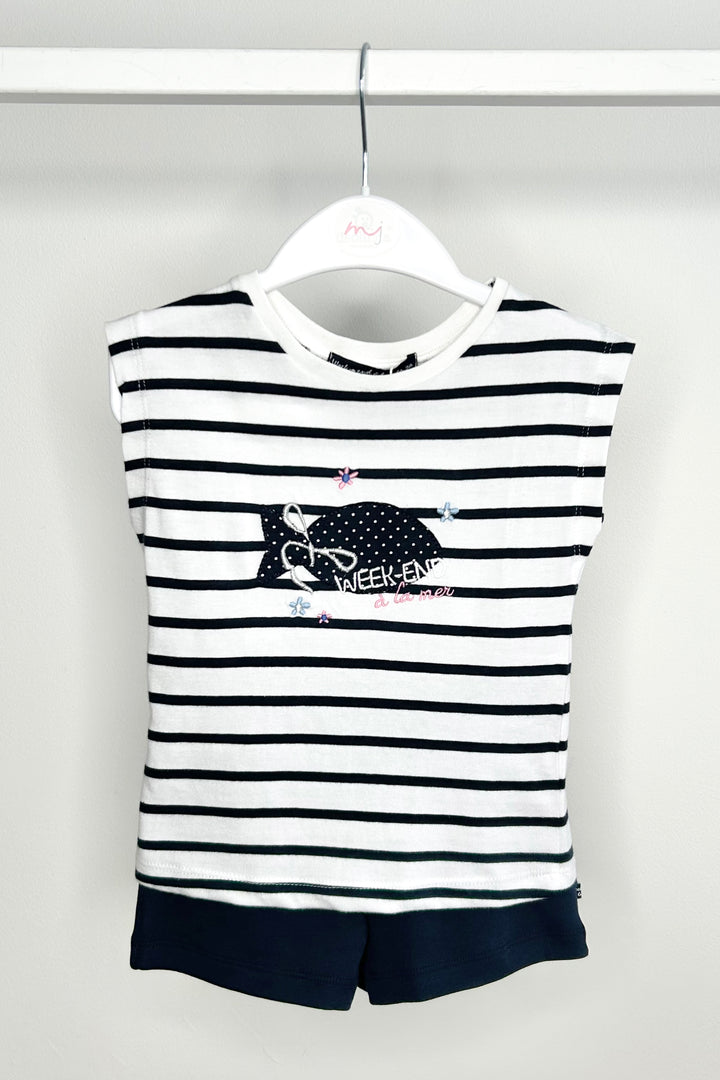 Week-end à la Mer "Naomi" Navy Striped Top & Shorts | Millie and John