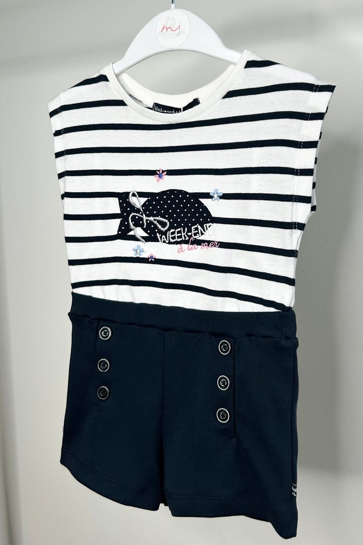 Week-end à la Mer "Naomi" Navy Striped Top & Shorts | Millie and John