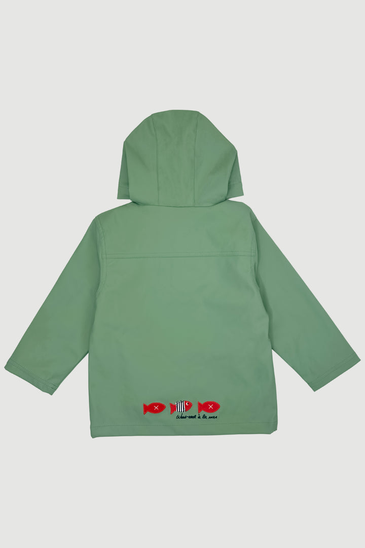 Week-end à la Mer "Huxley" Sage Green Waterproof Raincoat | Millie and John