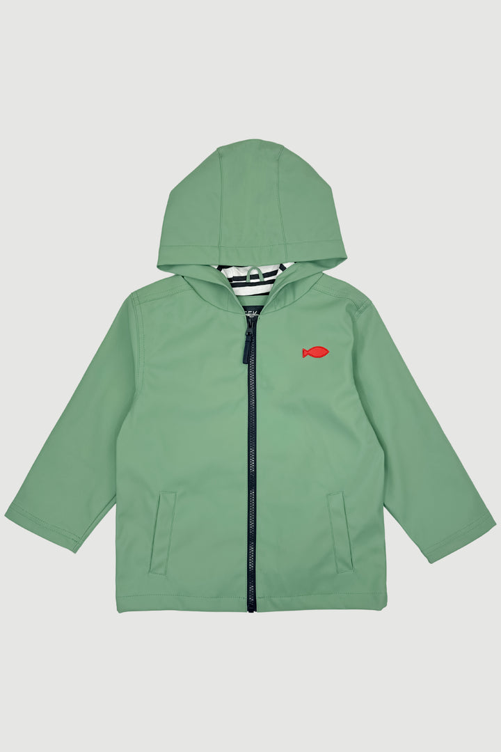 Week-end à la Mer "Huxley" Sage Green Waterproof Raincoat | Millie and John