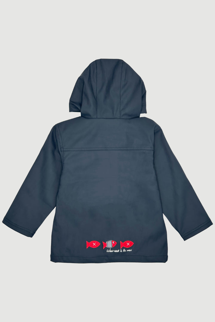 Week-end à la Mer "Huxley" Navy Blue Waterproof Raincoat | Millie and John
