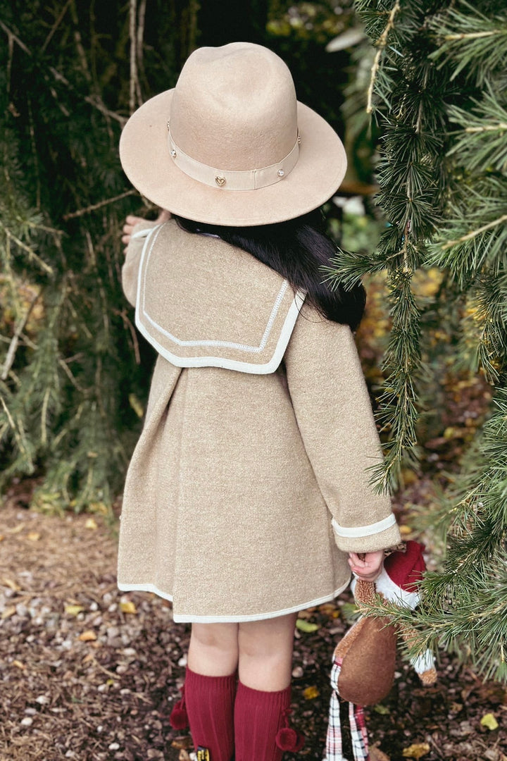 MARAE Kids "Artemis" Camel & Ivory Merino Wool Sailor Jacket | Millie and John