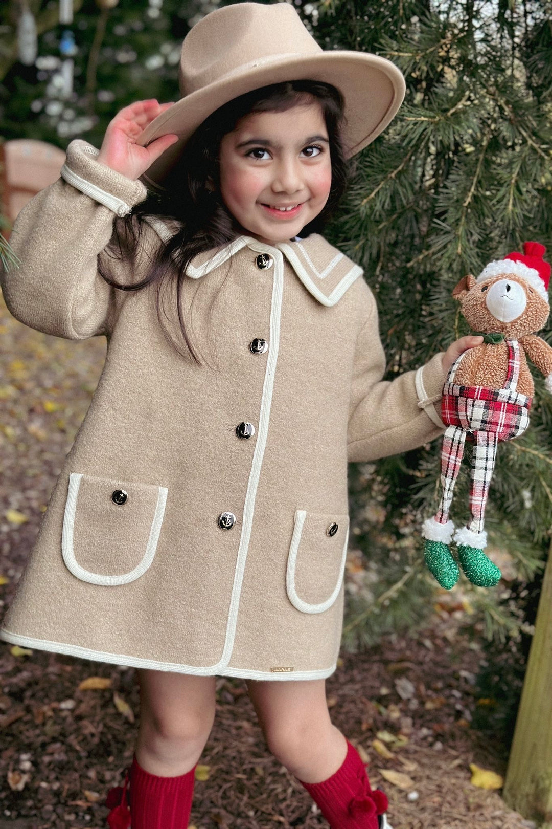 MARAE Kids "Artemis" Camel & Ivory Merino Wool Sailor Jacket | Millie and John