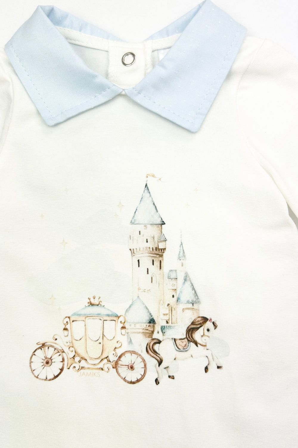 Jamiks "Egan" Ivory & Blue Fairytale Sleepsuit | Millie and John