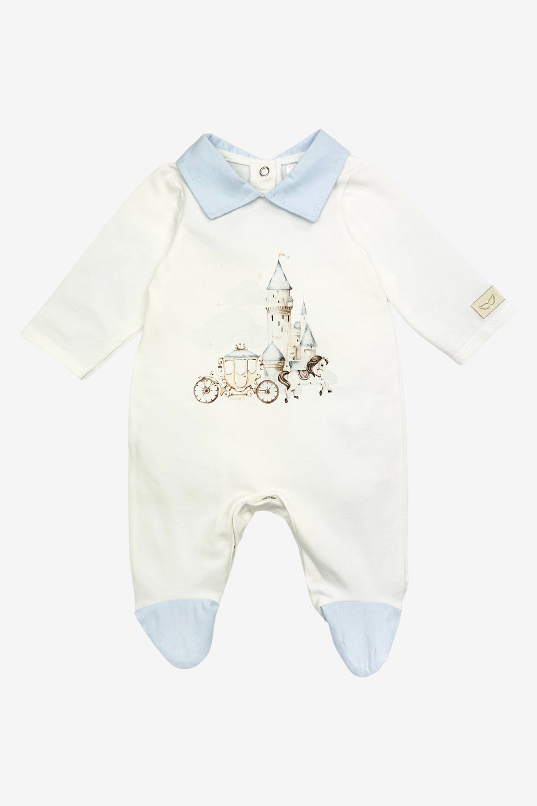 Jamiks "Egan" Ivory & Blue Fairytale Sleepsuit | Millie and John