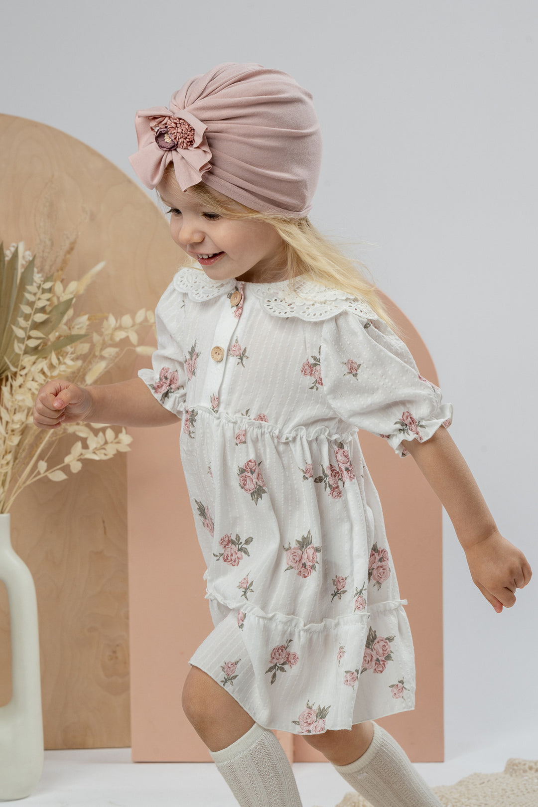 Jamiks "Melodie" Ivory & Pink Vintage Floral Dress | Millie and John