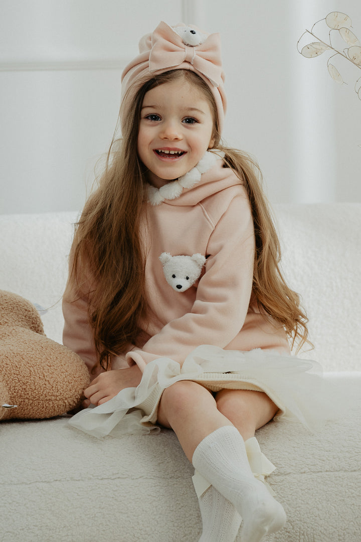 Jamiks "Elina" Apricot Pom Pom Teddy Hoodie Tunic | Millie and John