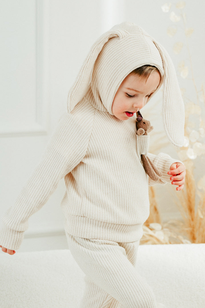 Jamiks "Espen" Sand Knit Bunny Hoodie | Millie and John