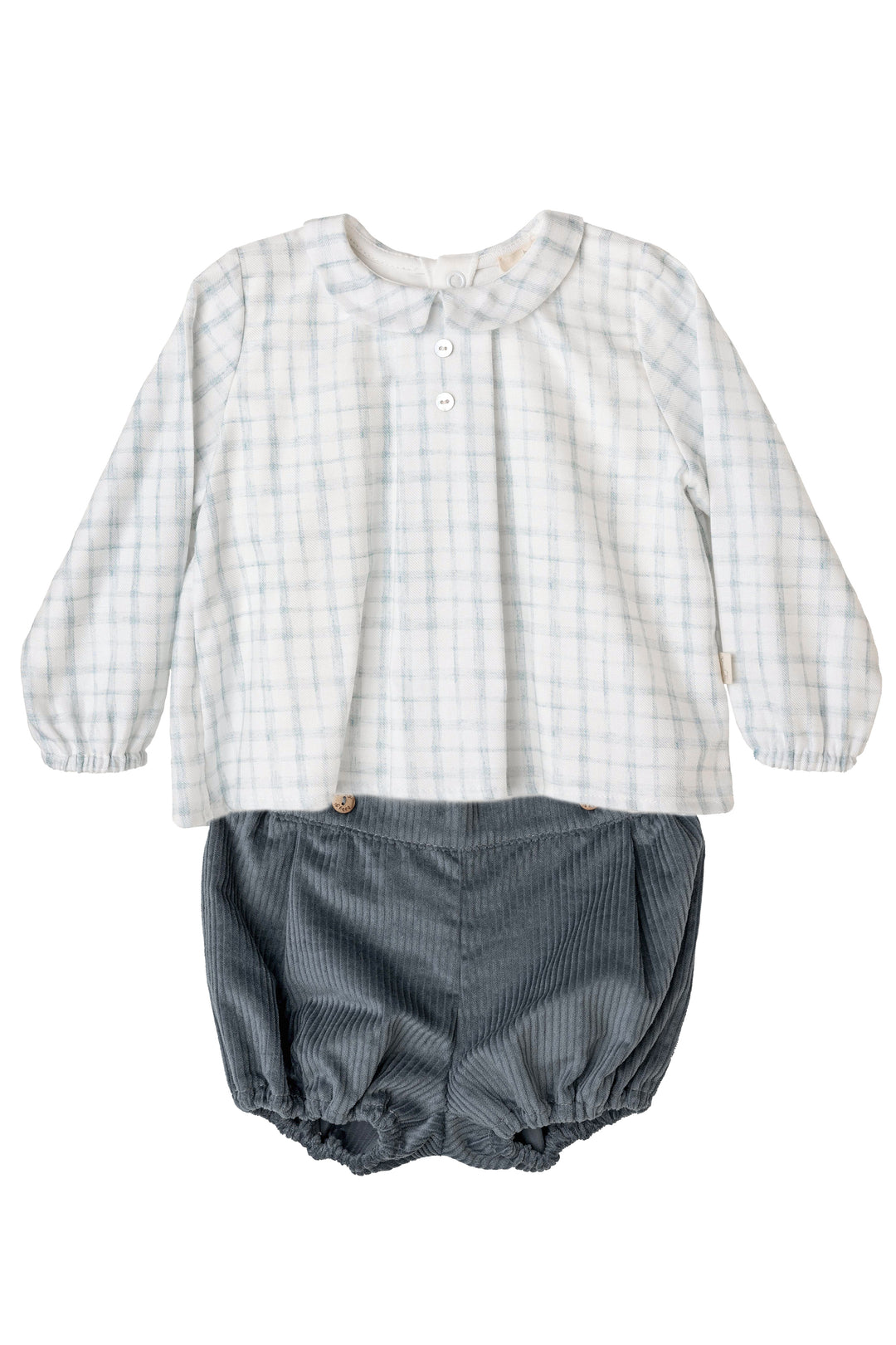 Baby Gi "Alvaro" Dusky Blue Check Shirt & Jam Pants | Millie and John