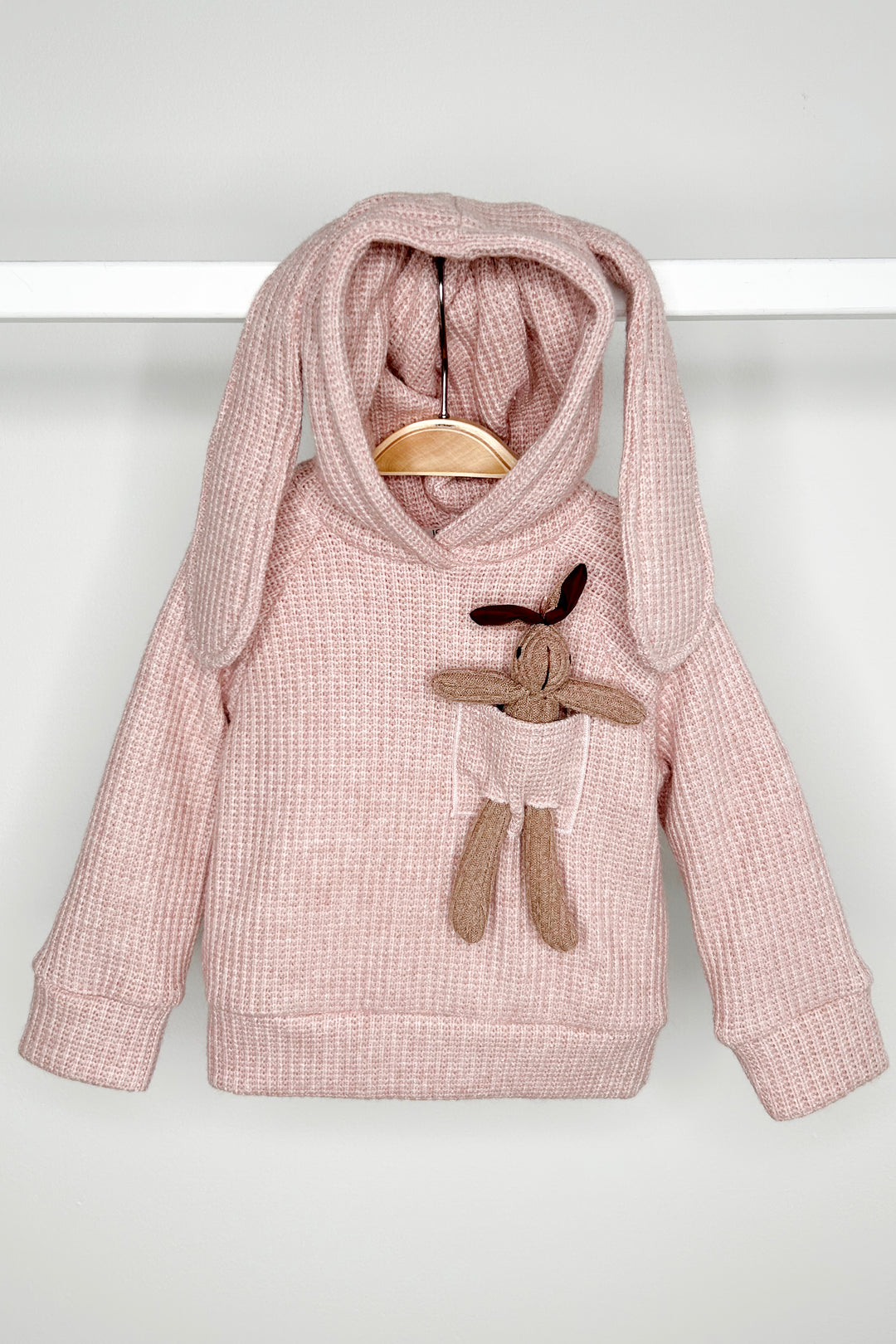Jamiks "Espen" Dusky Pink Knit Bunny Hoodie | Millie and John