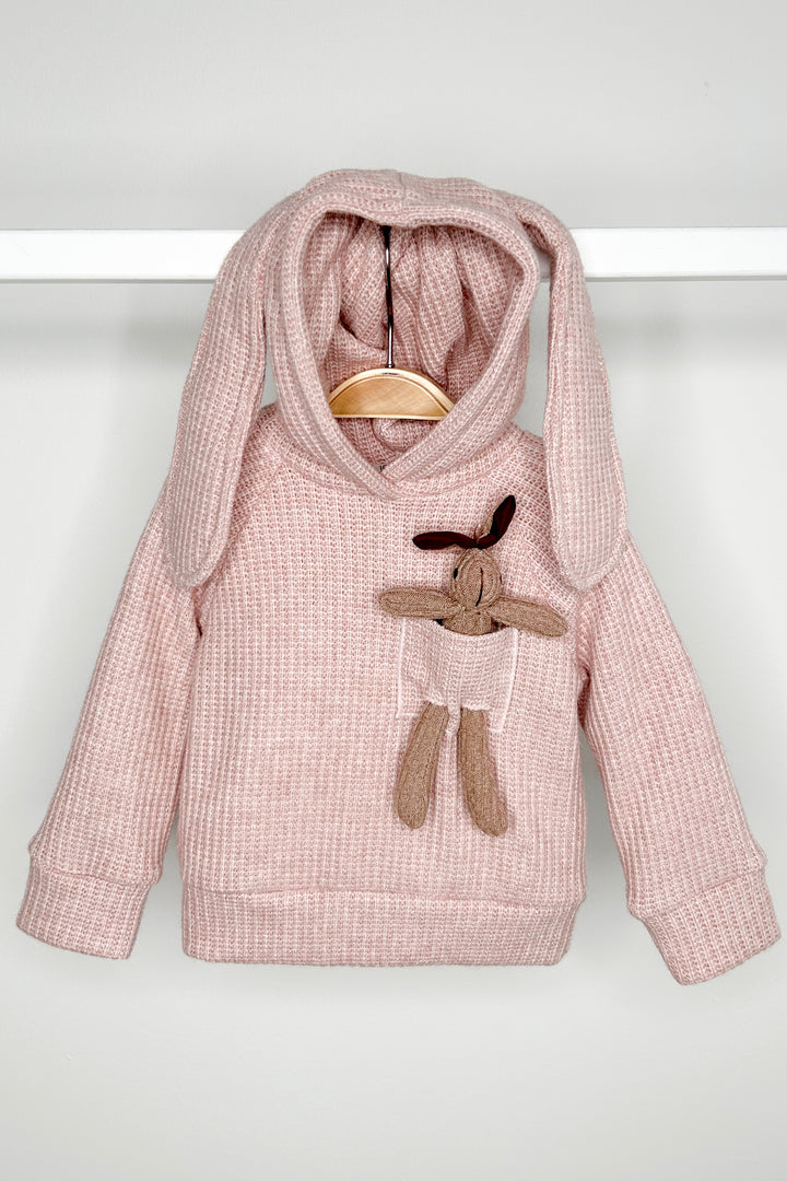 Jamiks "Espen" Dusky Pink Knit Bunny Hoodie | Millie and John