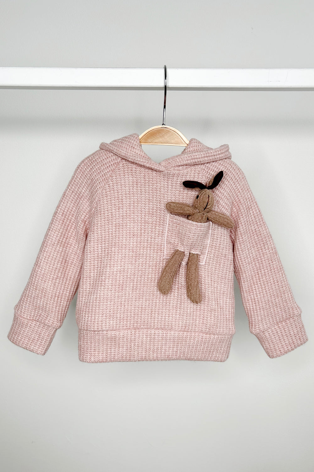 Jamiks "Espen" Dusky Pink Knit Bunny Hoodie | Millie and John