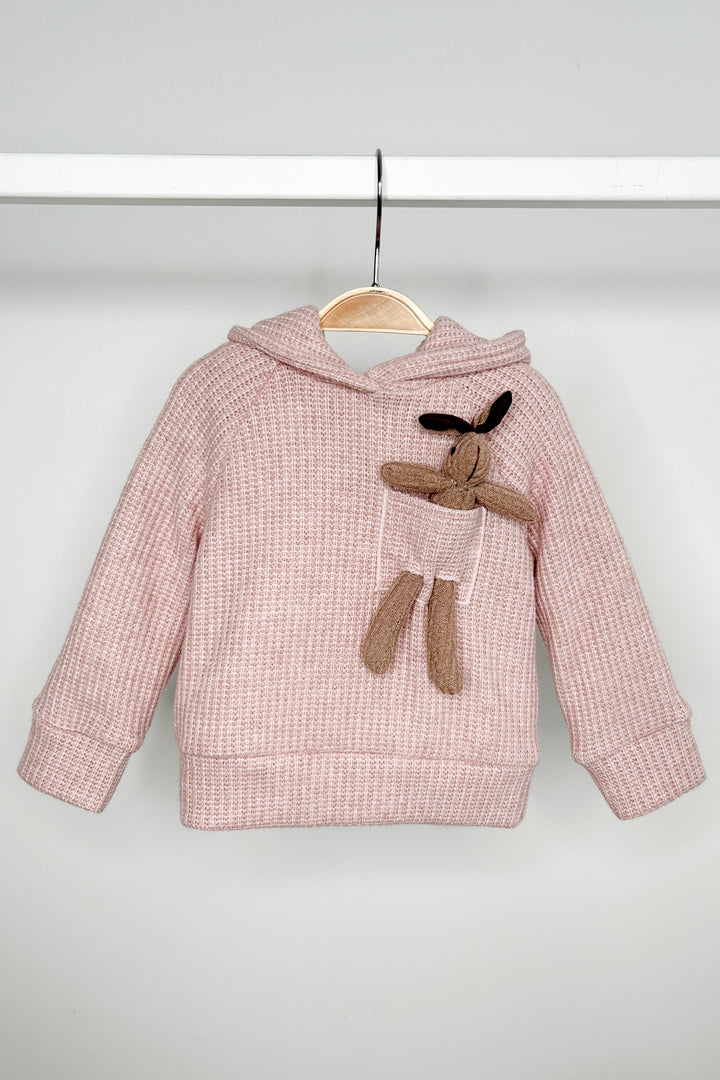 Jamiks "Espen" Dusky Pink Knit Bunny Hoodie | Millie and John