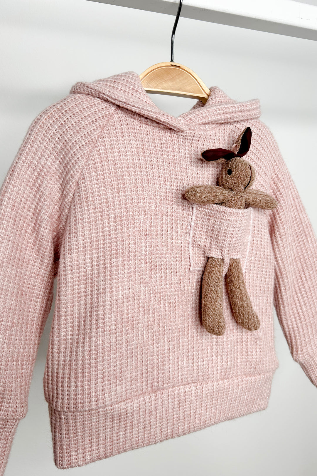 Jamiks "Espen" Dusky Pink Knit Bunny Hoodie | Millie and John