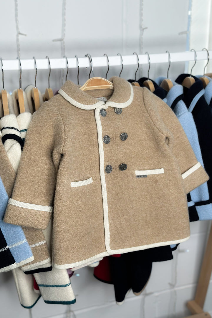 MARAE Kids "George" Camel & Ivory Merino Wool Coat | Millie and John